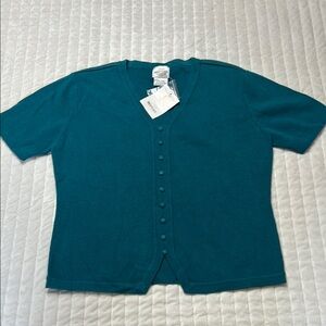 TR Bentley Teal V-neck Short Sleeve Top - Size L